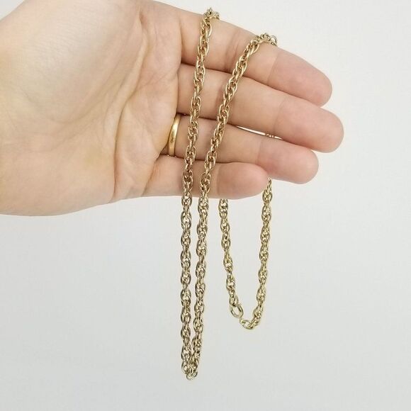 Vintage Long Gold Tone Chain Necklace, Simple Minimal Nice Length, Estate - Picture 2 of 5